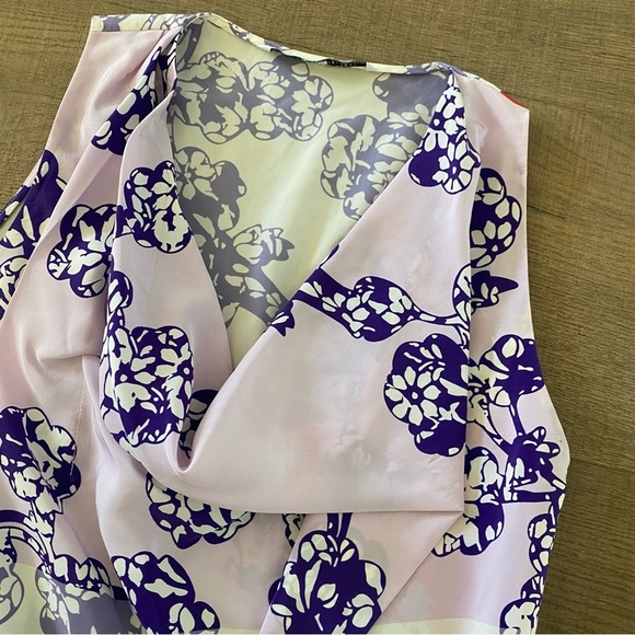 diane von furstenberg dvf imamu draped printed silk blouse - Picture 2 of 6